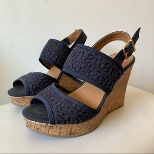 Jellypop Navy Crochet Millie Wedge Sandal